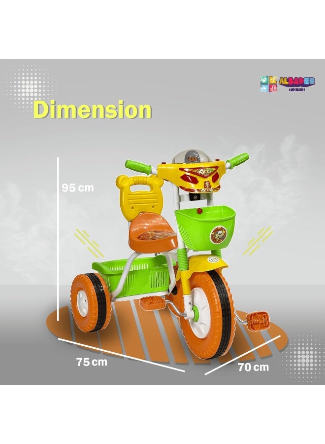 AL BADER Kids Balance Bike Kids Tricycles for 2-6 Years Three Wheel Tricycle For Toddlers with Two Seats for 2 Children, 3 Wheel Baby Bicycle With Basket, Toddlers Trike With Music and Lights, Green - Image 4